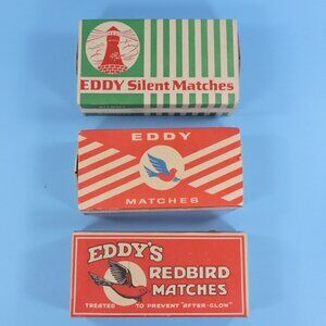 3 Vintage Boxes of Eddy Matches 1950's - 60's era - Great MCM Display Decor Item